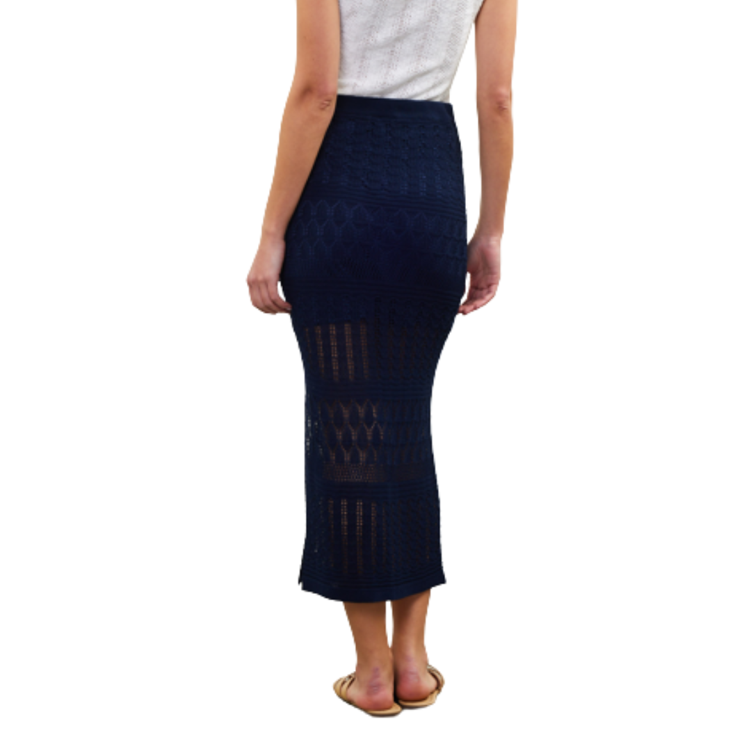 CROCHET MIDI SKIRT NAVY