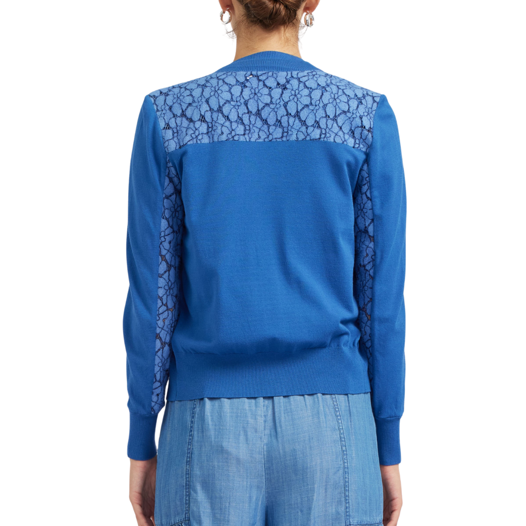 FLORAL LACE CARDIGAN BLUE