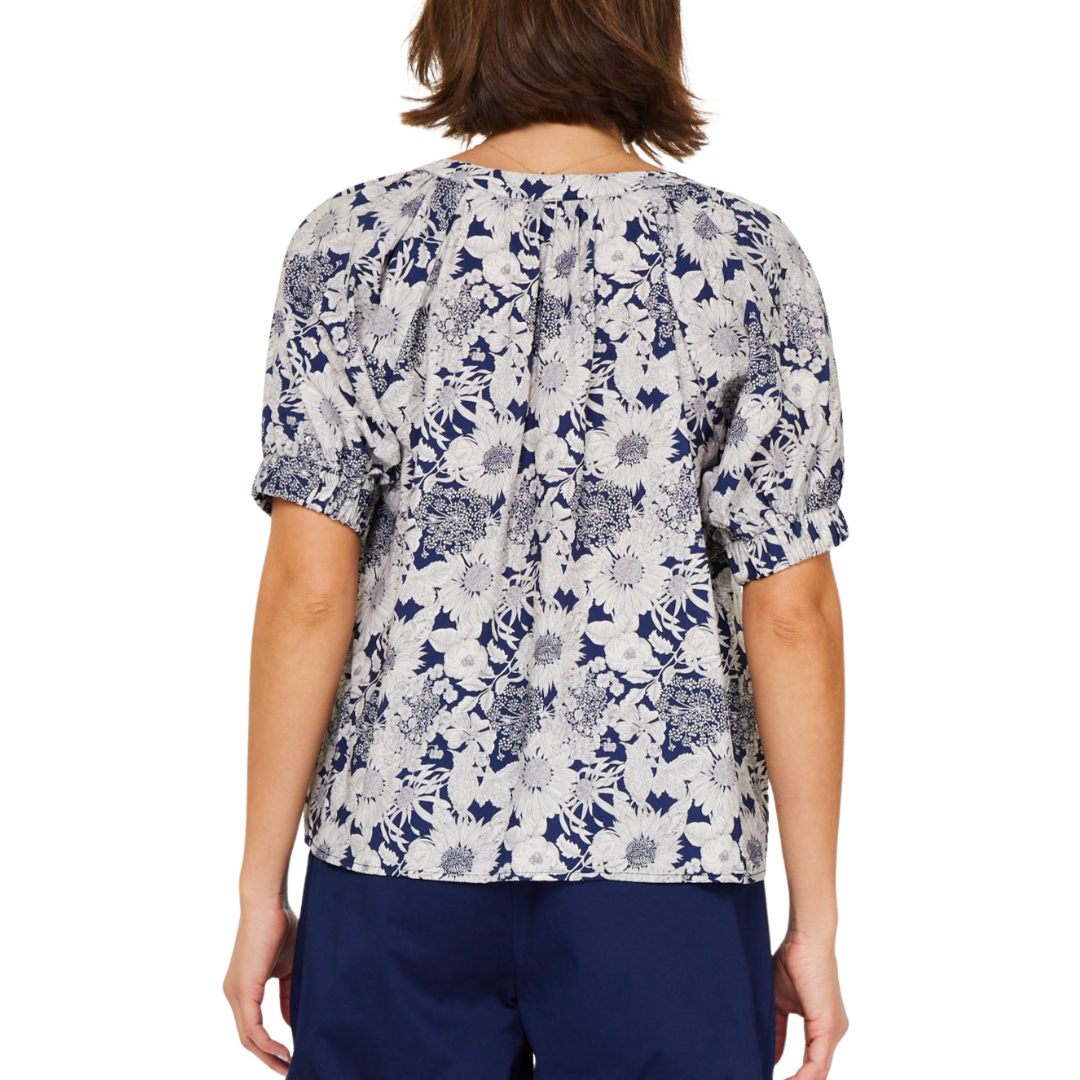 FLORAL PRINTED BLOUSE NAVY