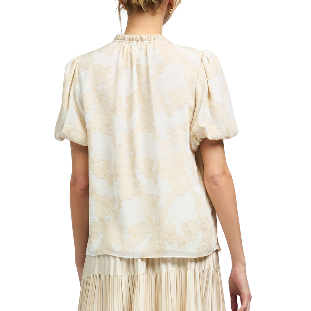 FLORAL PRINTED COLLAR BLOUSE NATURAL