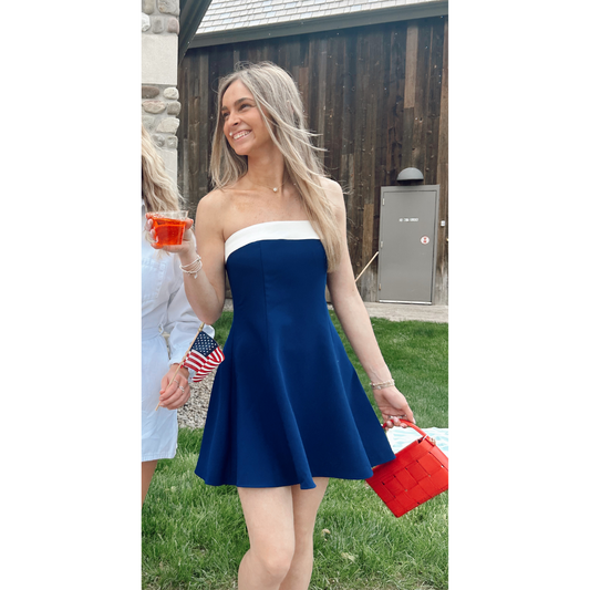 KERIELLE DRESS NAVY/IVORY