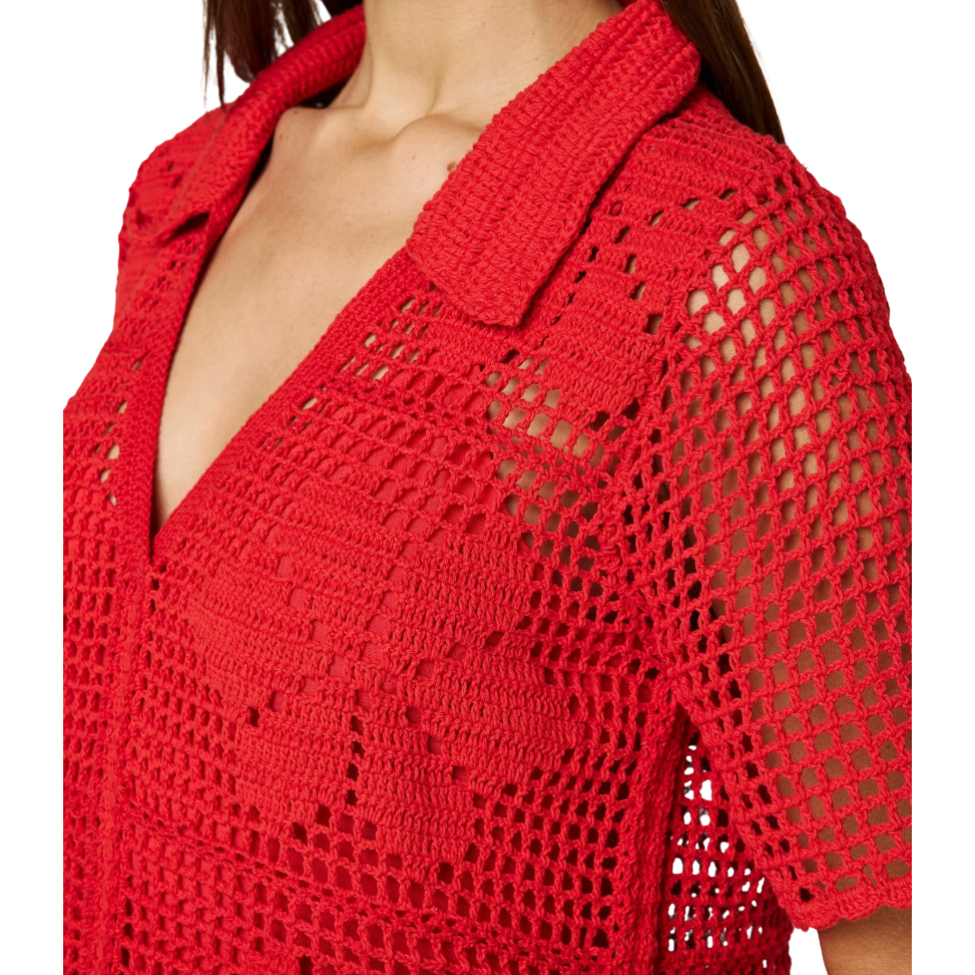 ILEANNA CROCHET MINI DRESS POPPY RED