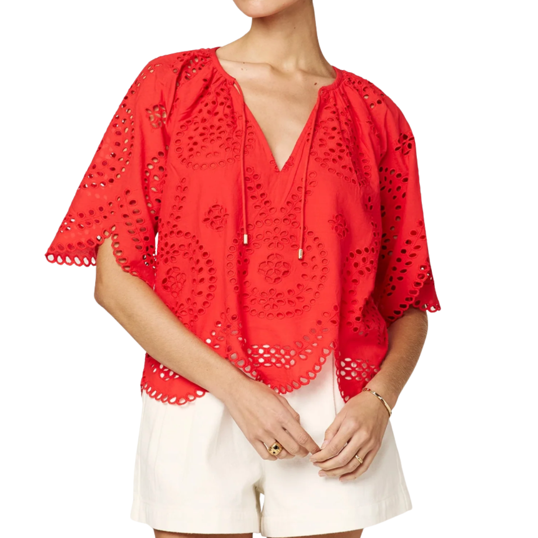 LULU BLOUSE TOP POPPY RED