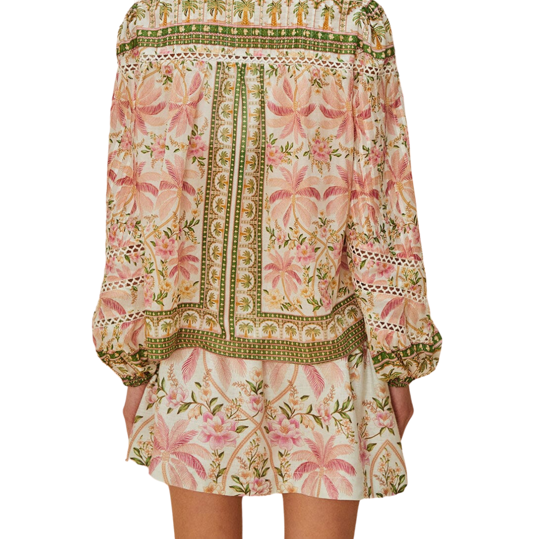 PALM DREAM OFF WHITE MINI SKIRT