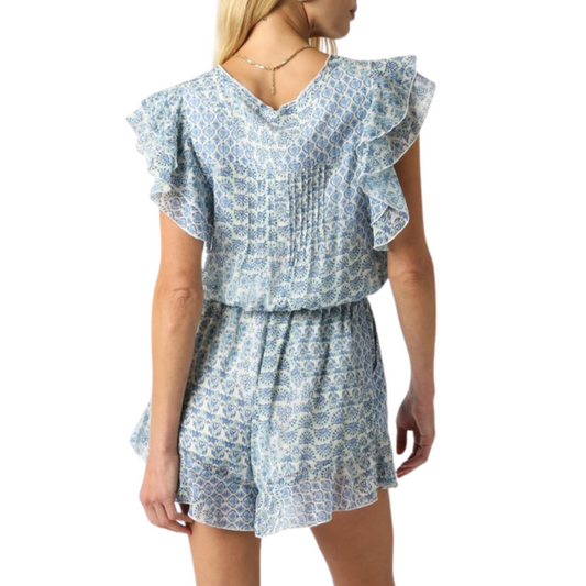 ELIA RUFFLED ROMPER BLUE
