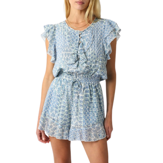 ELIA RUFFLED ROMPER BLUE