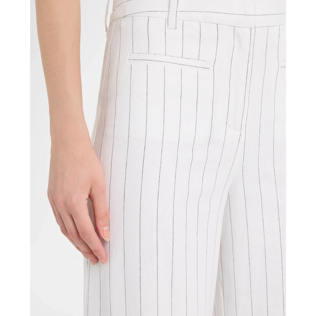 RAQUEL PINSTRIPE LINEN PANTS WHITE/BLACK