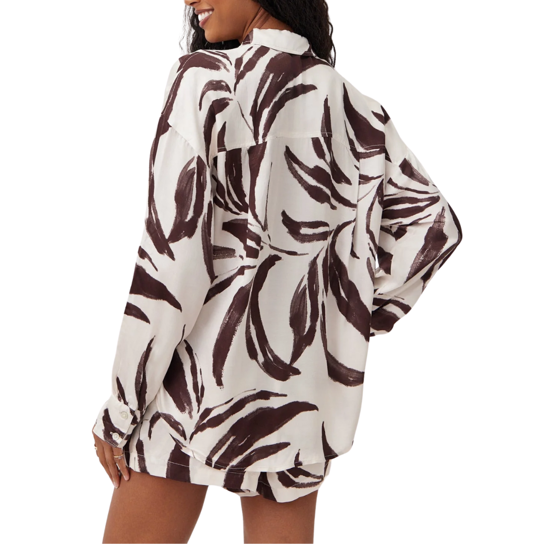 CONTRAST OVERSIZED BUTTONDOWN MOROCCAN PALM