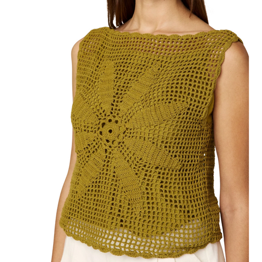 CAYLEE CROCHET TOP MOSS