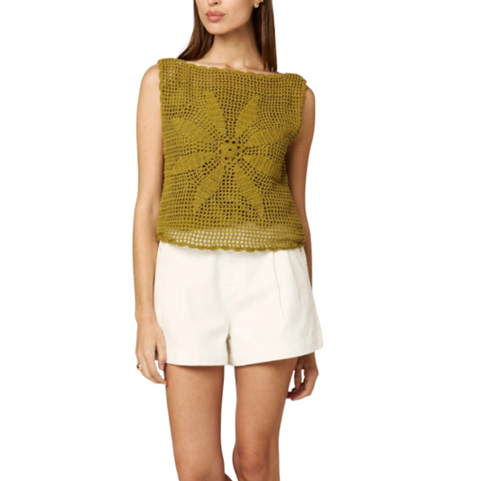 CAYLEE CROCHET TOP MOSS