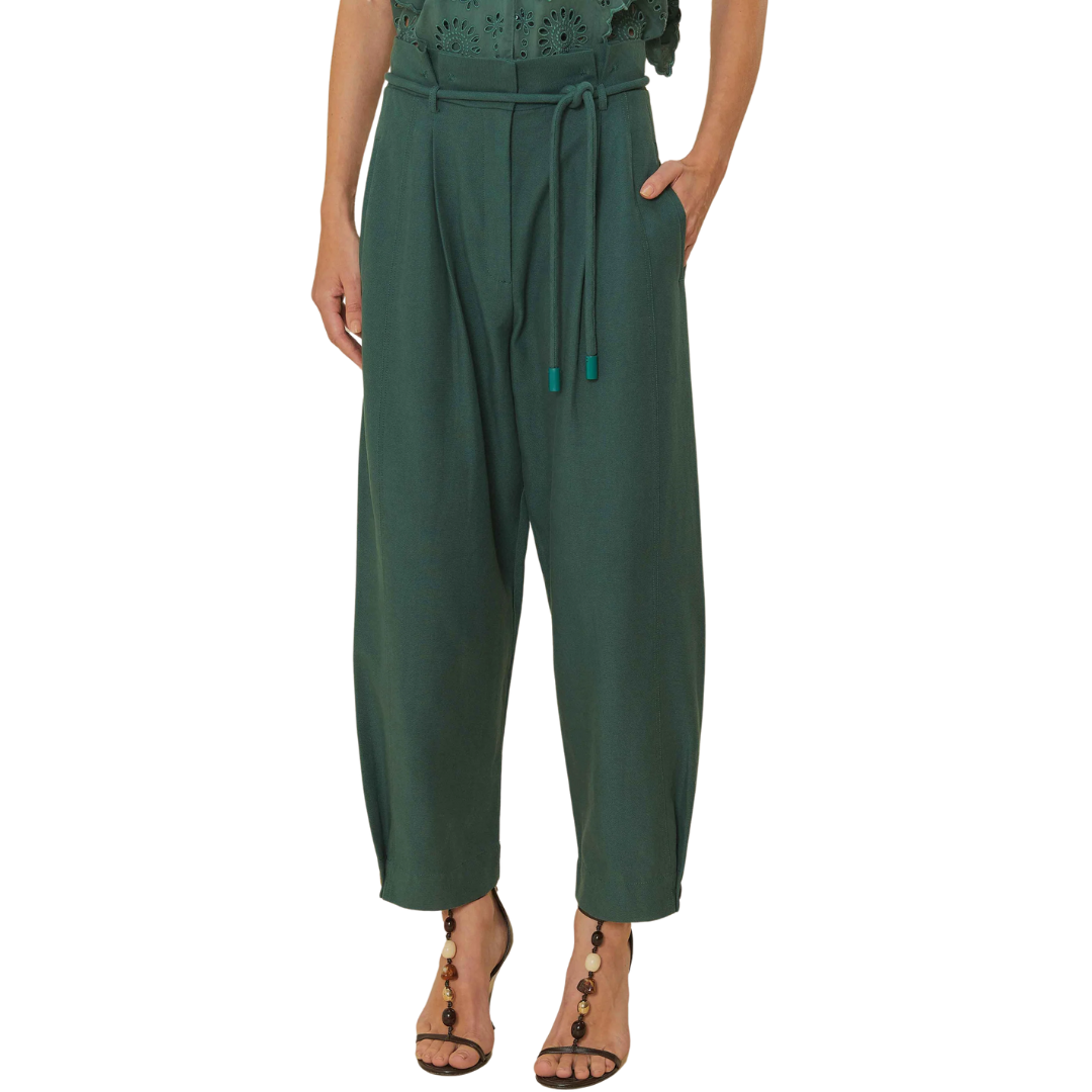 TOPSTITCH CLOCHARD PANTS GREEN