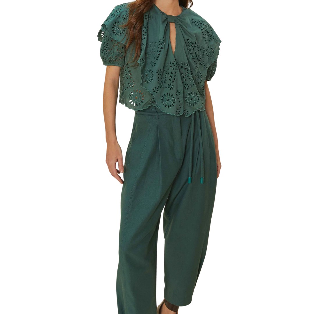 TOPSTITCH CLOCHARD PANTS GREEN