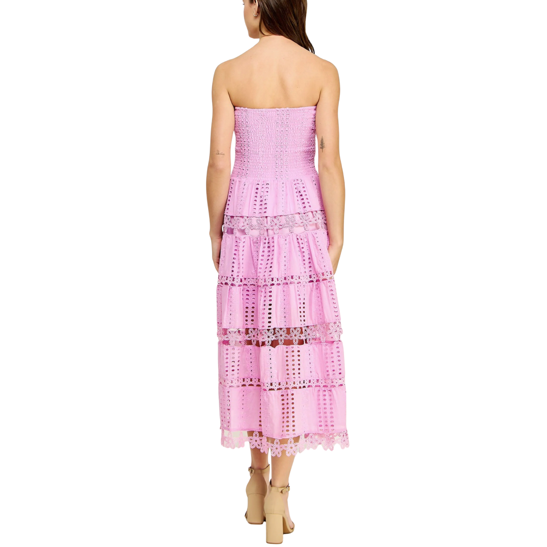 EYELET LACE TUBE DRESS LAVENDAR