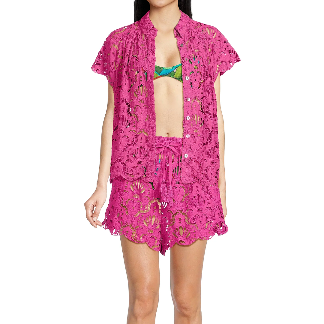 PINK SEASHELL EYELET SHORT