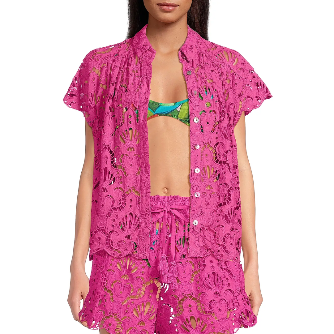 PINK SEASHELL EYELET SHIRT