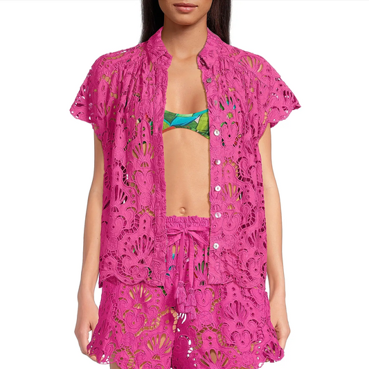 PINK SEASHELL EYELET SHIRT