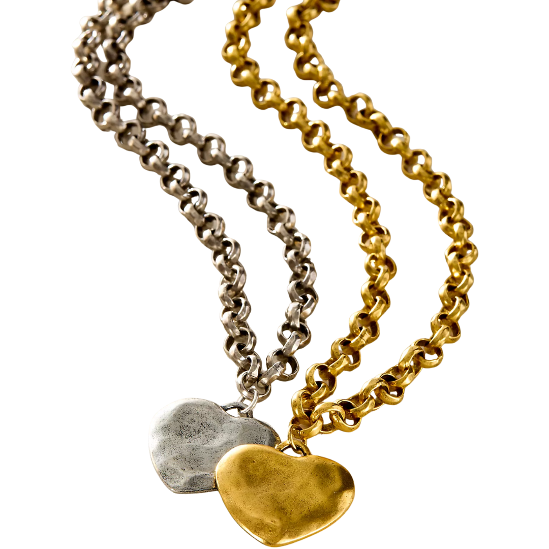 PUFFY HEART NECKLACE SILVER