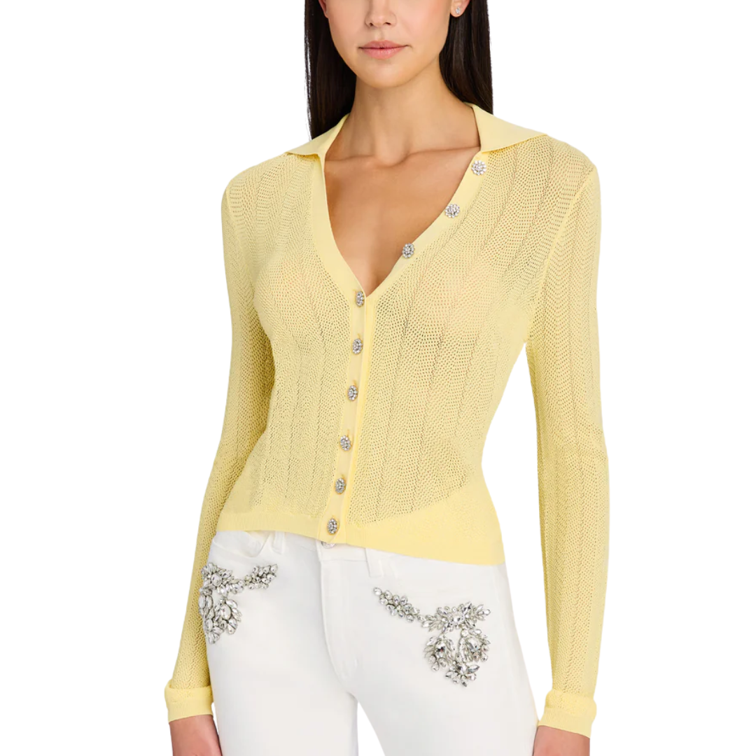 MEGAN POINTELLE CARDIGAN YELLOW