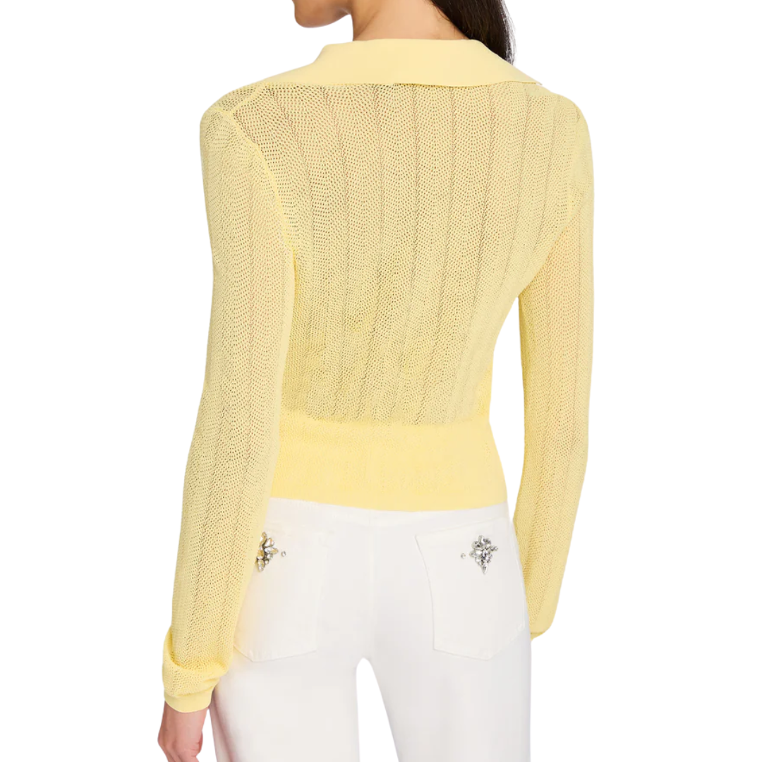 MEGAN POINTELLE CARDIGAN YELLOW