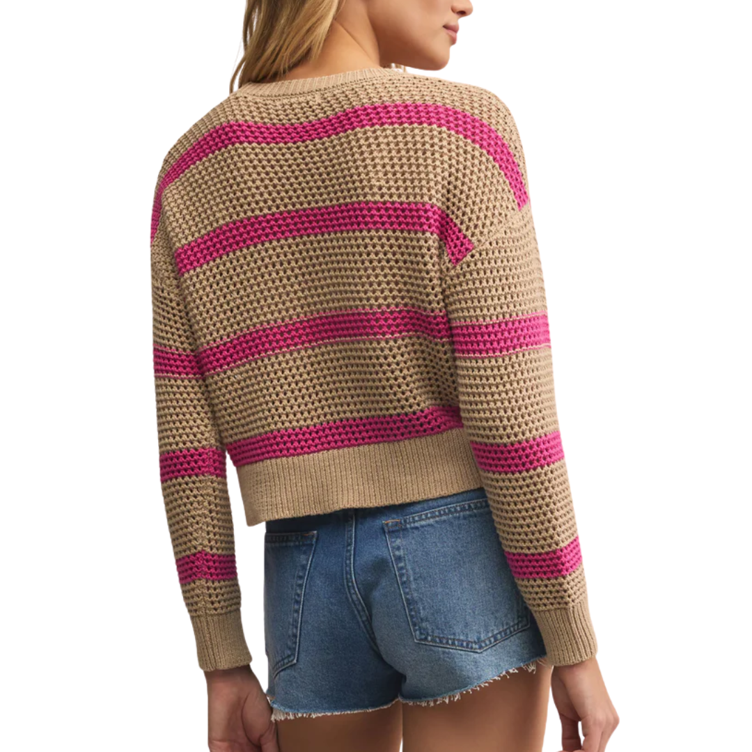 BROADBEACH STRIPED SWEATER BISCUIT
