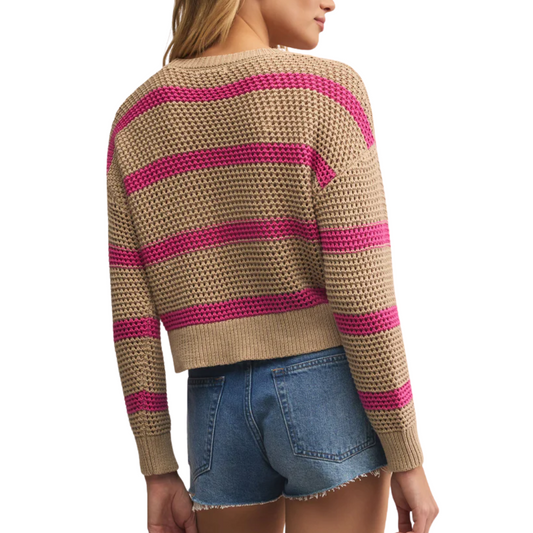 BROADBEACH STRIPED SWEATER BISCUIT
