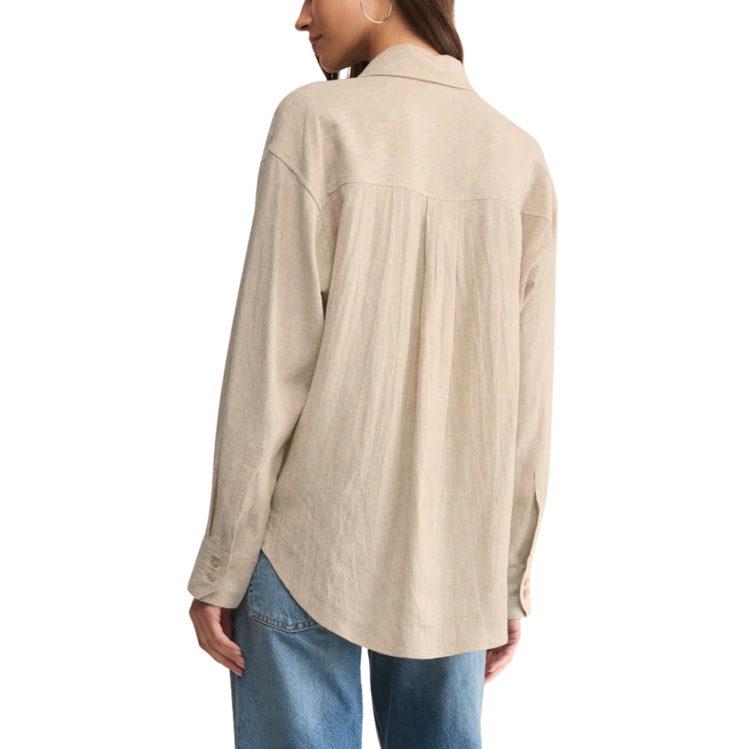 ALFIE BUTTON UP SHIRT FLAX