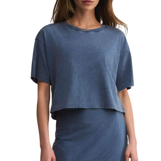 ON THE GO JERSEY DENIM TEE VINTAGE INDIGO