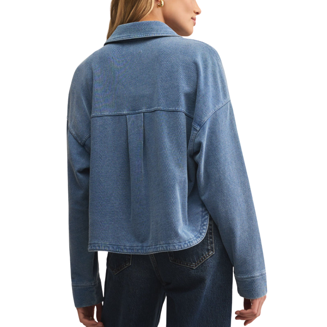 ALL DAY CROPPED KNIT JACKET VINTAGE INDIGO