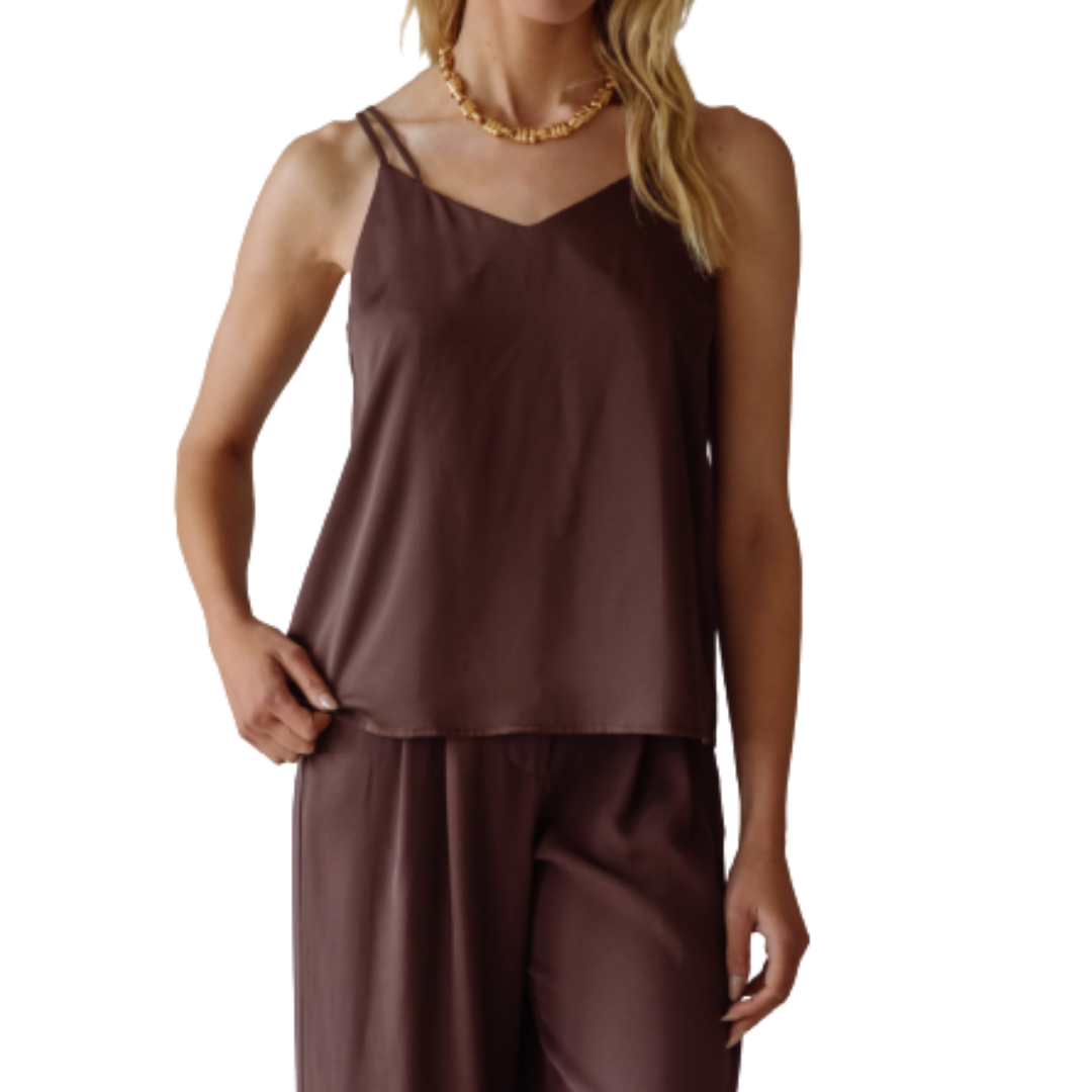 DOUBLE STRAP CAMI ESPRESSO