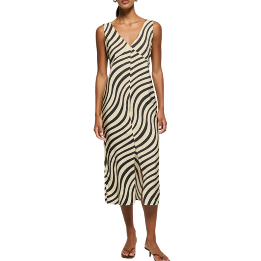 KIMORA VNECK DRESS SWIRL PRINT