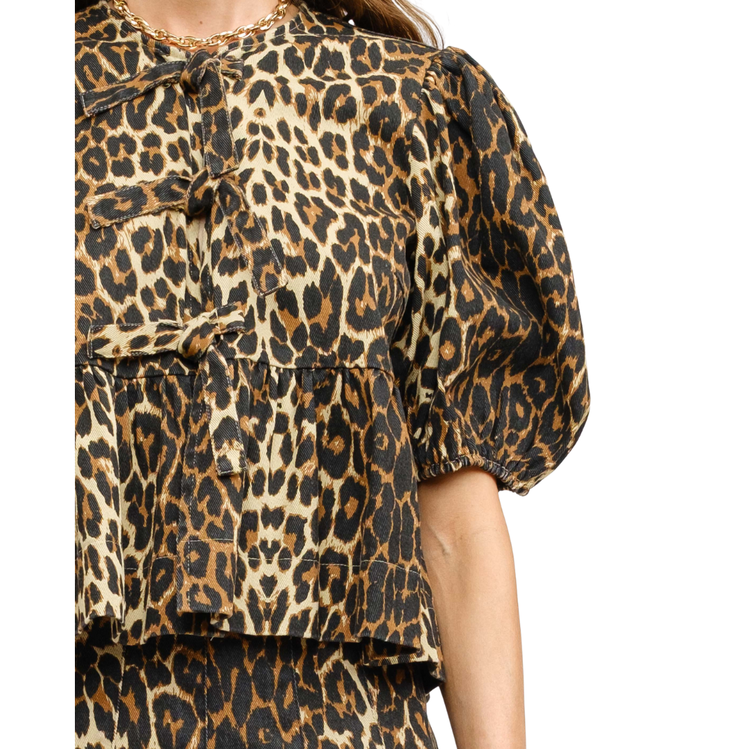 NORAH LEOPARD TIE BLOUSE