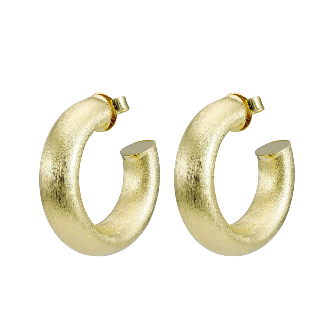 SMALL CHANTAL HOOPS BRUSHED GOLD