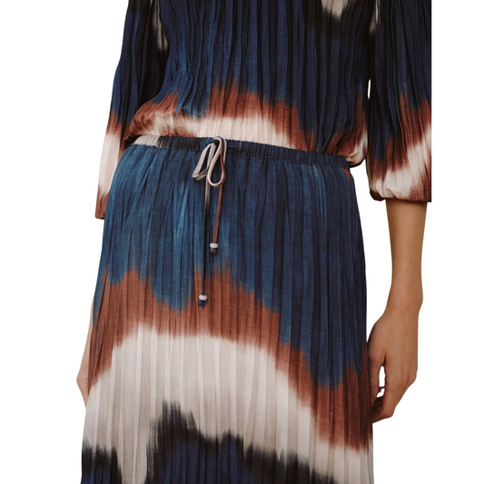 PLEATED SKIRT WITH TIE MIDNIGHT