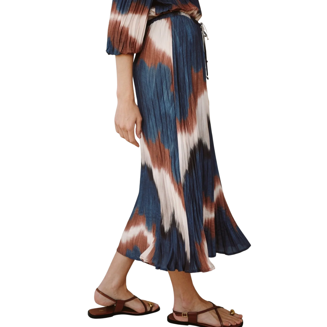 PLEATED SKIRT WITH TIE MIDNIGHT