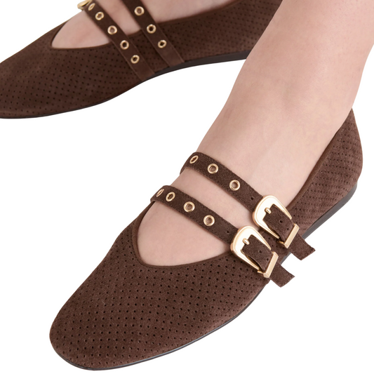 BAYLEE GROMMET FLAT DARK BROWN