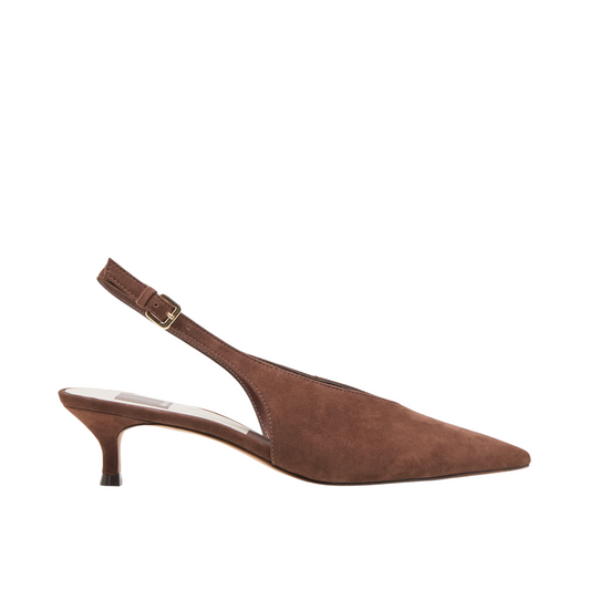ALENNA SLINGBACK HEEL DARK BROWN SUEDE