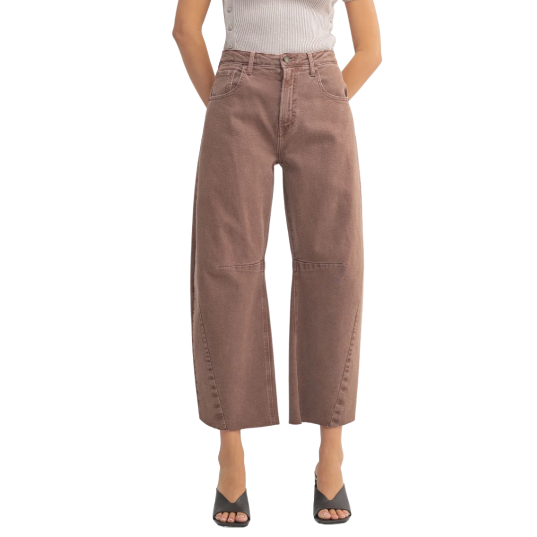 BARREL JEANS WITH SEAMS ESPRESSO