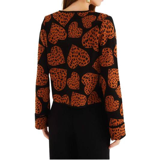 LEOPARD HEARTS KNIT CARDIGAN