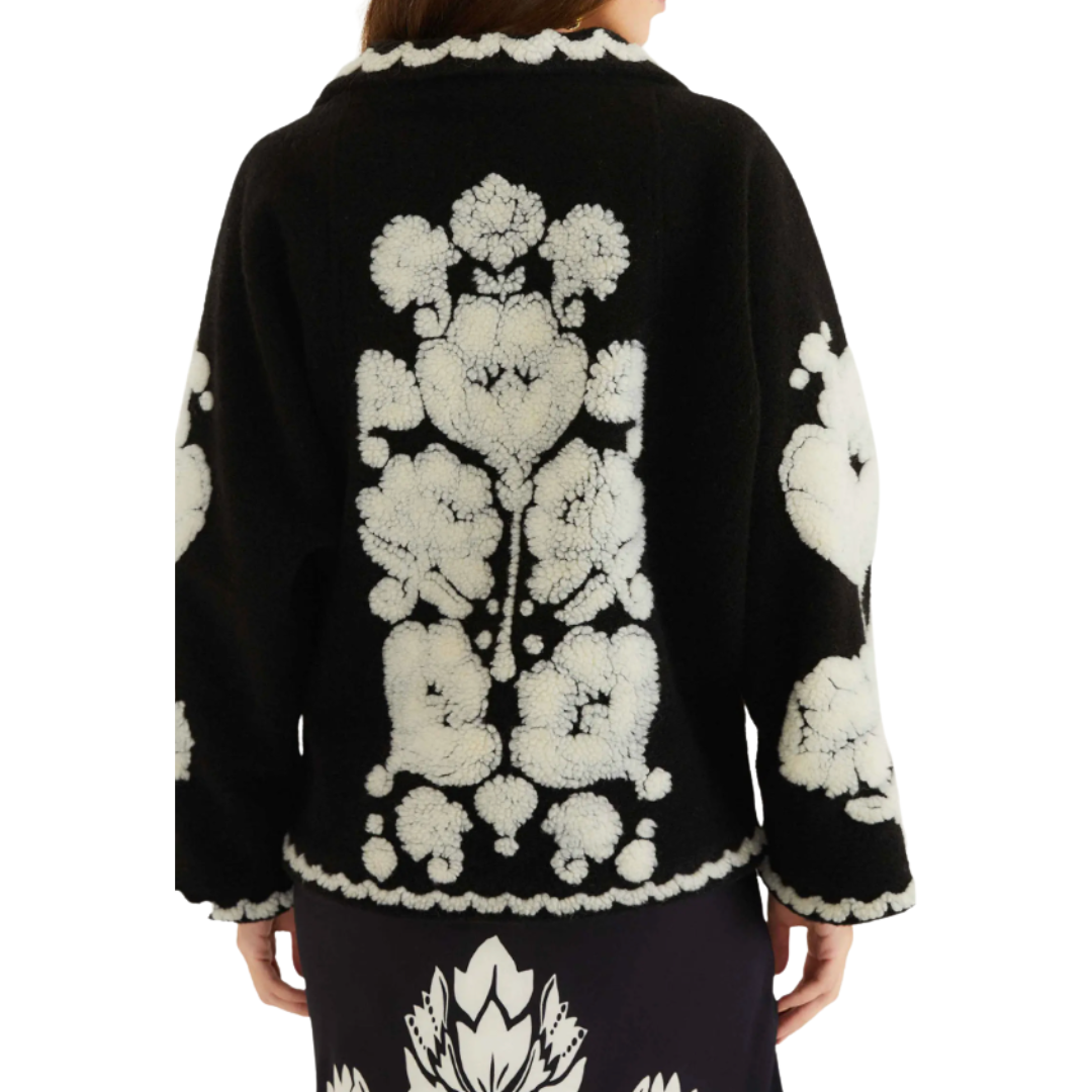 FLORAL ARABESQUE FLEECE COAT