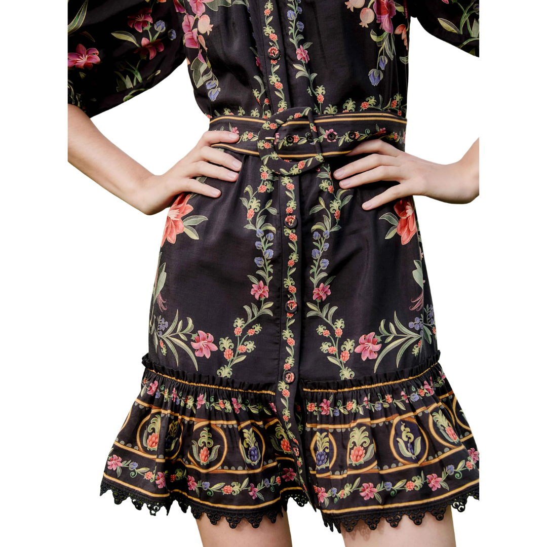 BELLE GARDEN MINI DRESS BLACK