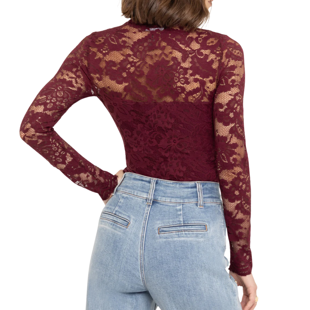 CLAYTON LACE TOP CABERNET
