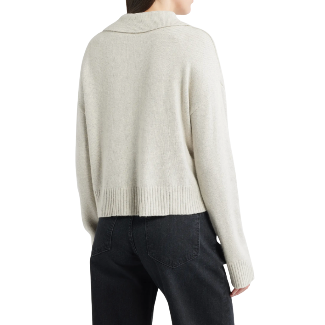 PULLOVER SWEATER W/ COLLAR HEATHERY MOON