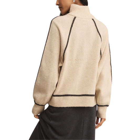 ALPS HALF ZIP SWEATER LIGHT OATMEAL