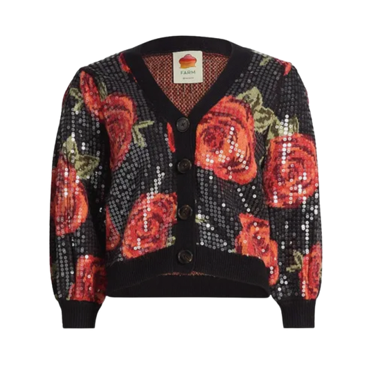 LATIN ROSES SEQUIN CARDIGAN