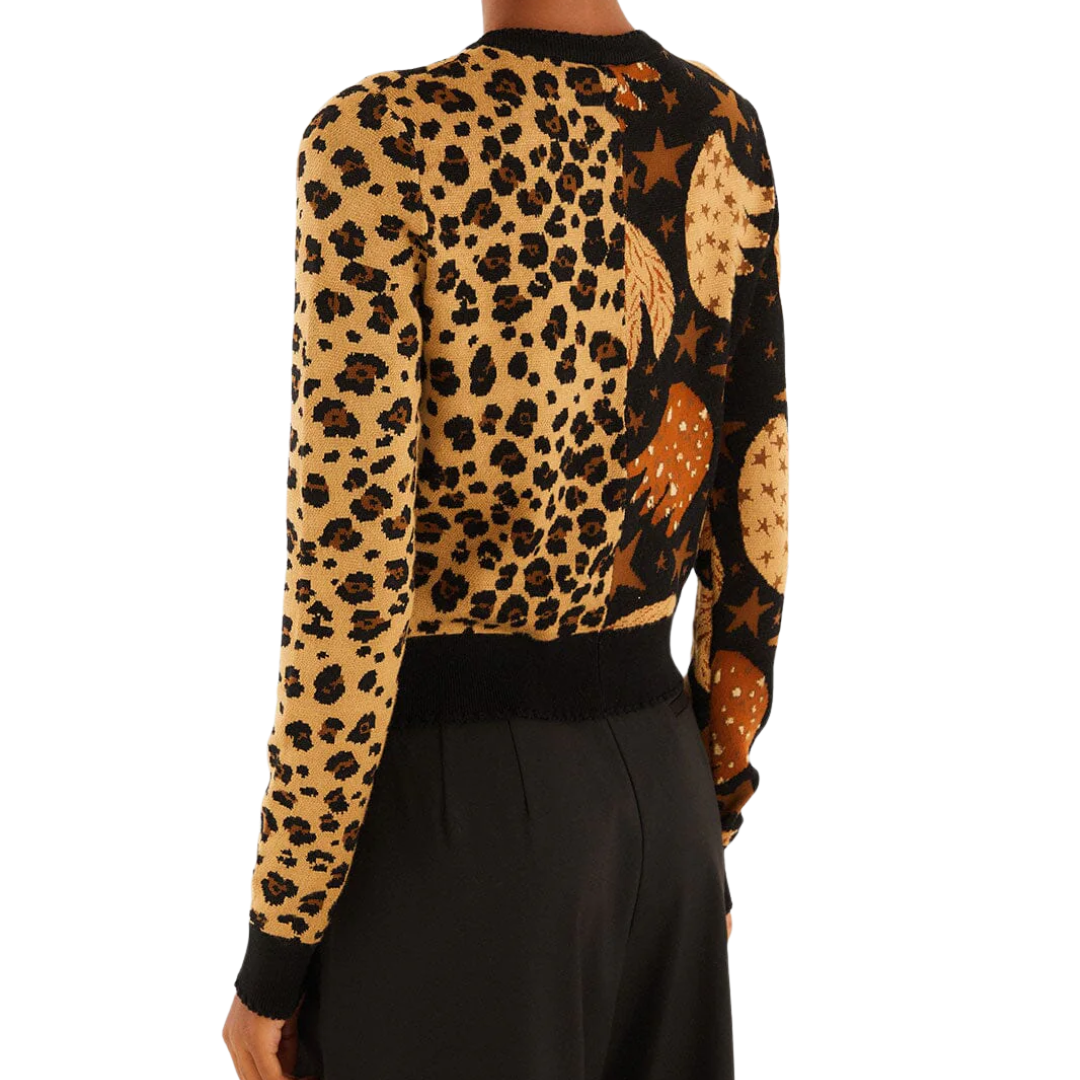 BANANA LEOPARD MIXED CARDIGAN