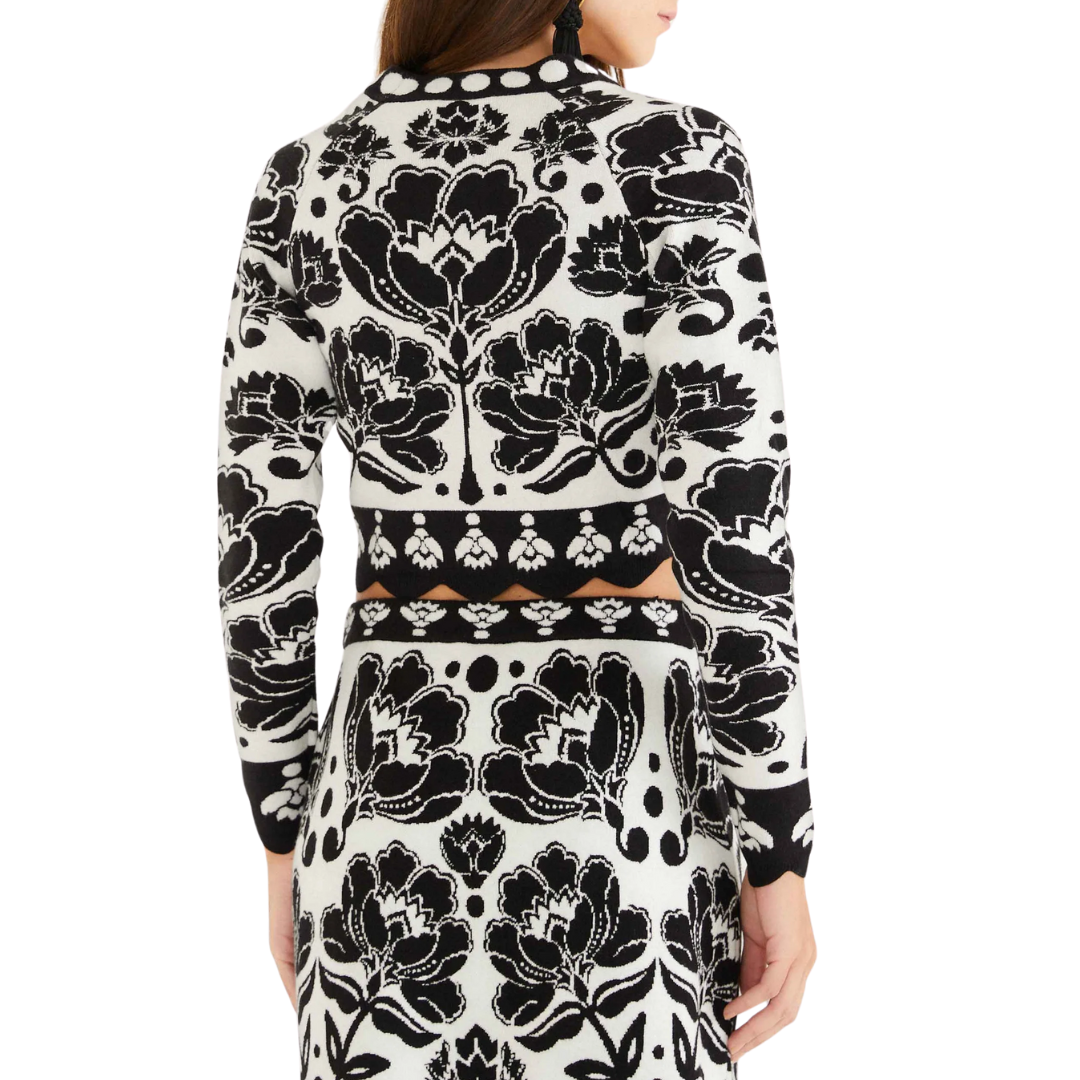 FLORAL ARABESQUE KNIT CARDIGAN