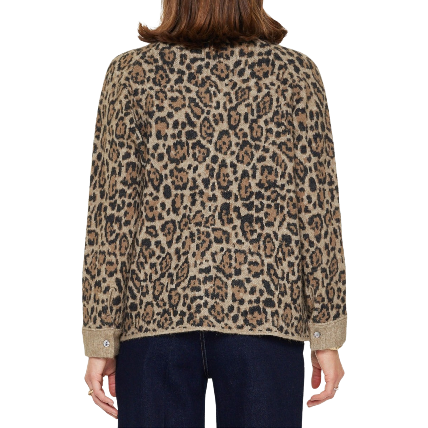 LONG SLEEVE BUTTON UP SHACKET LEOPARD