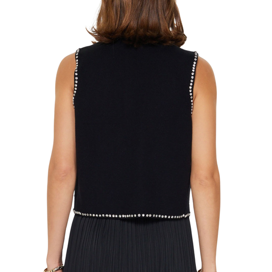 RHINESTONE SWEATER VEST BLACK