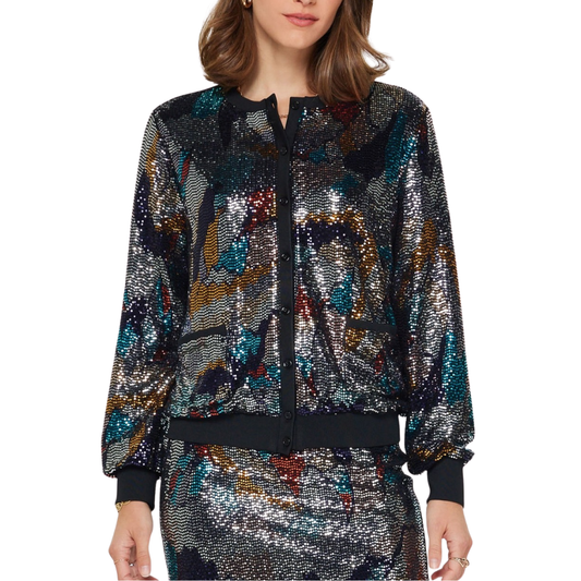 LONG SLEEVE METALLIC CARDIGAN