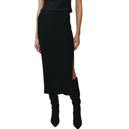CLEAN WAIST KNIT SKIRT BLACK